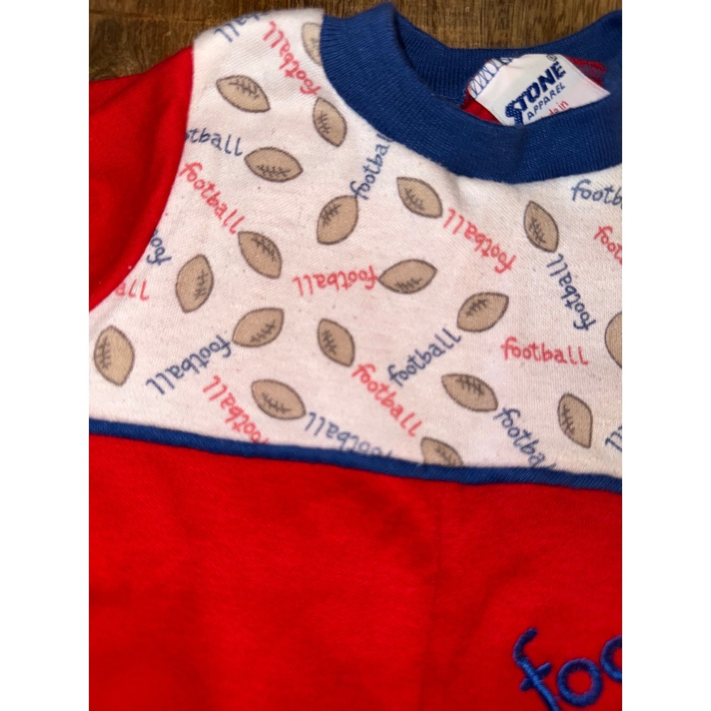 Vintage Stone Apparel Baby Football Romper Red Blue USA Made 6 Months - Picture 3 of 6